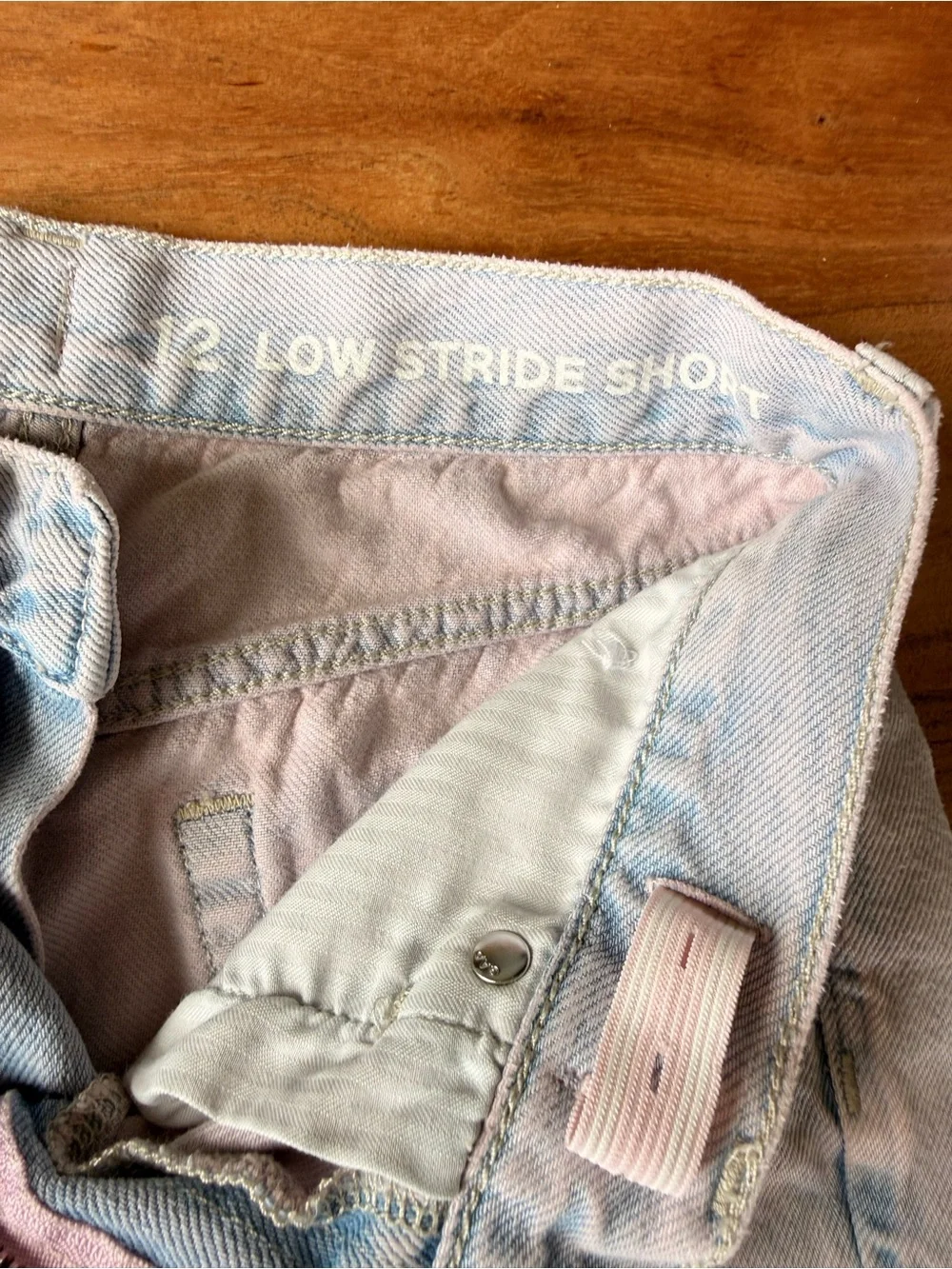 GAP Kids Girls Light Blue with Pink Wash Distressed Denim Cutoff Shorts size 12